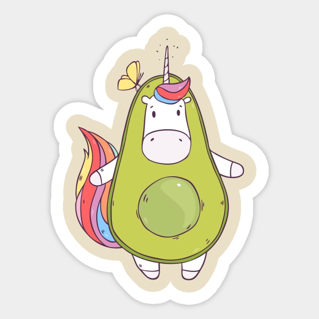 Unicorn Avocado Sticker by Olya Yatsenko